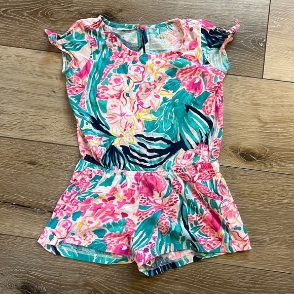 Lilly Pulitzer Floral Girl’s Pink Romper Short Sleeve and Shorts - Picture 1 of 8